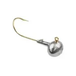 A silver ball with gold tip and hook.