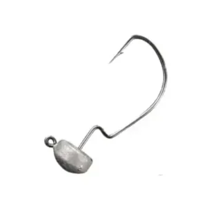 A fishing hook with a metal handle.