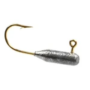 A close up of a fishing hook with gold tips