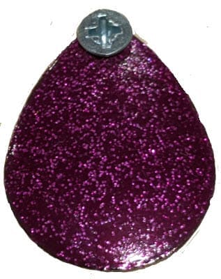 A purple tear drop shaped necklace with a silver clasp.